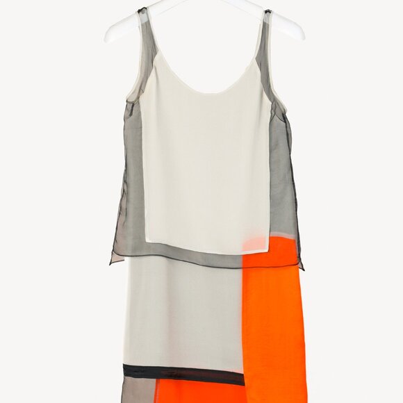 Helmut Lang SS/13 Sunburn & Black Colorblock Chroma Draped Dress - Picture 2 of 9